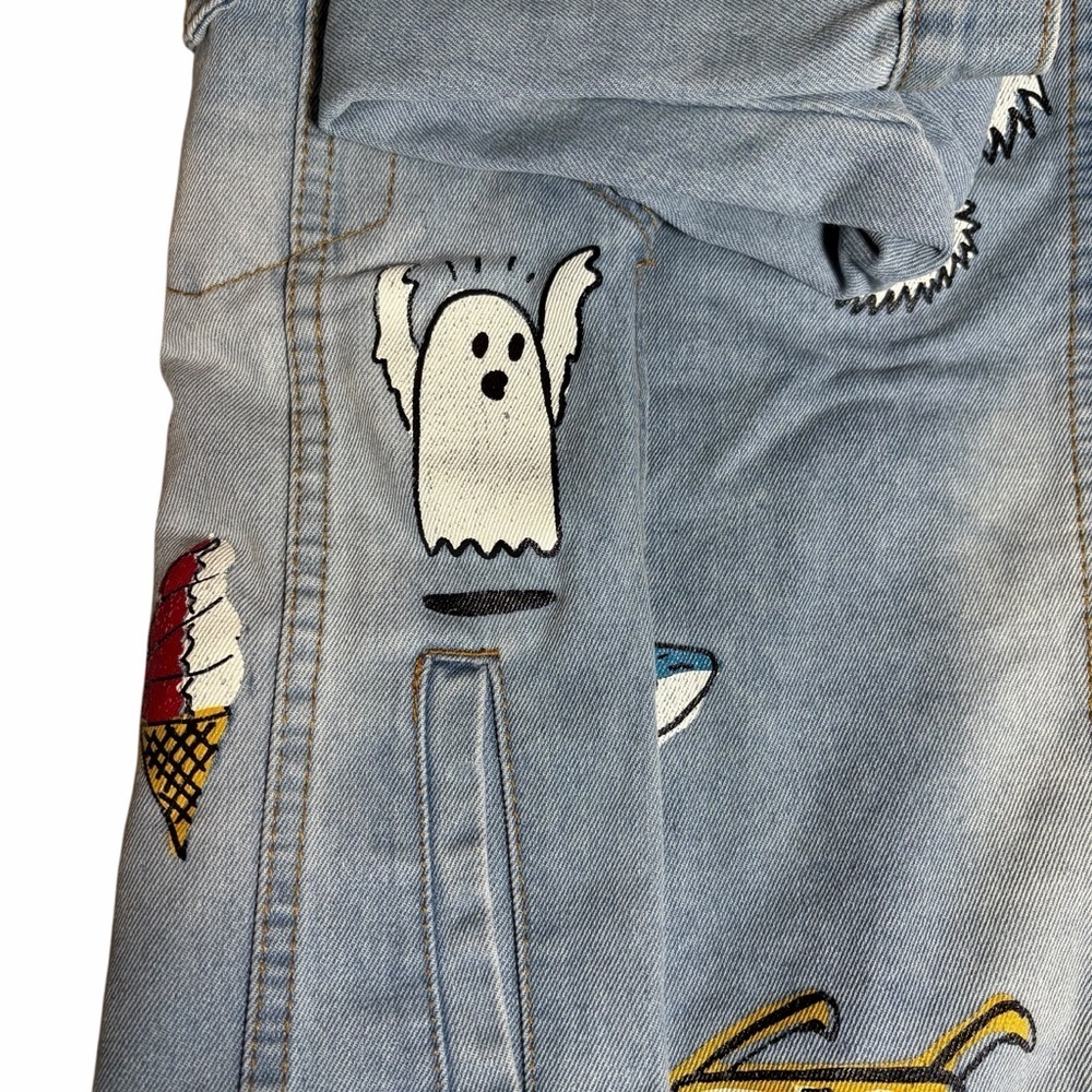 Carbon Screenprinted Graphic Denim Jacket | Light Wash | Size Small - Picture 5 of 14
